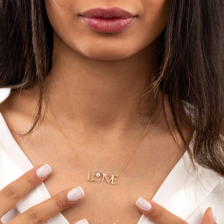 گردنبند طلا Love مروارید