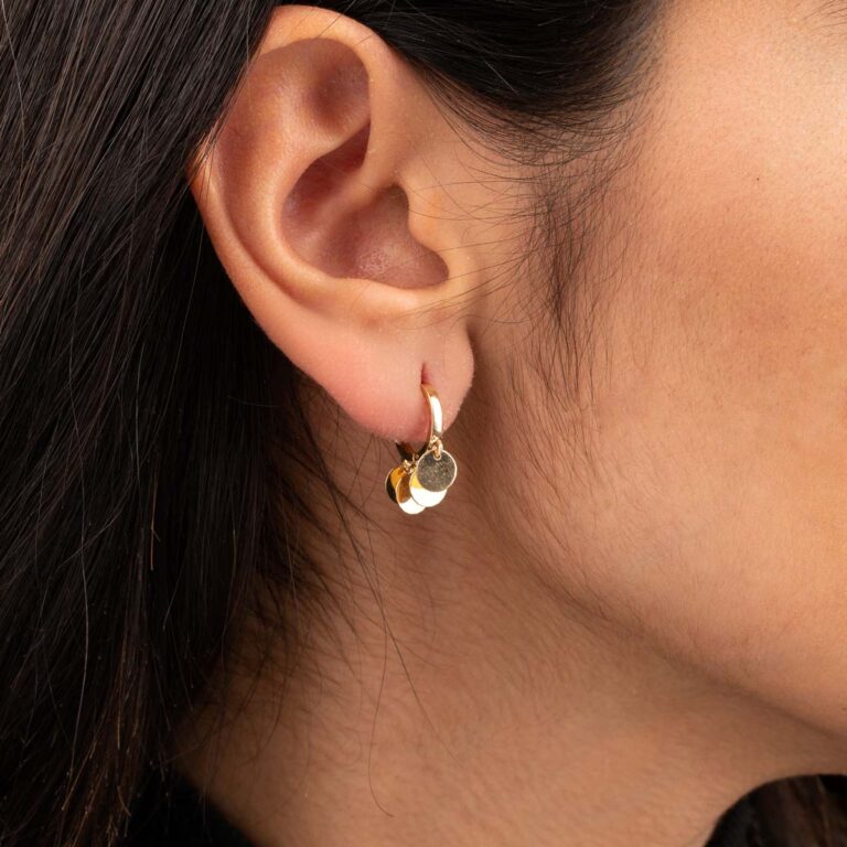 گوشواره طلا دایره و پولک کوچک