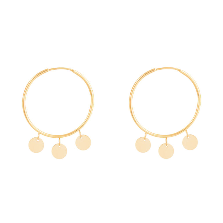 گوشواره طلا حلقه ای پولک دار بزرگ