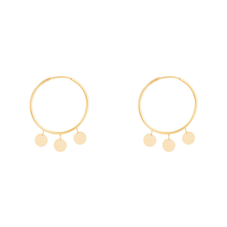 گوشواره طلا حلقه ای پولک دار متوسط