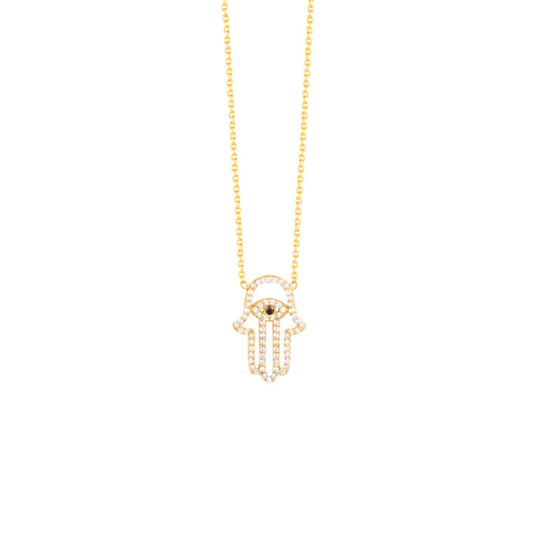 گردنبند طلا دست همسا نگین دار