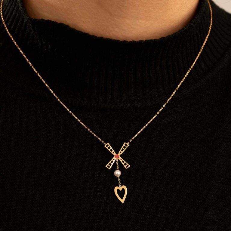 گردنبند طلا آسیاب و مروارید