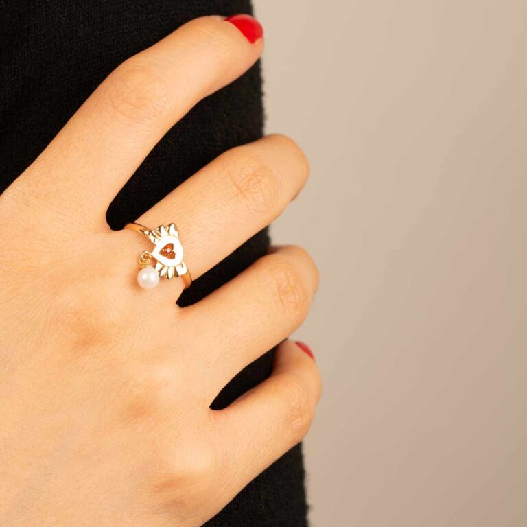 انگشتر طلا فیل و مروارید