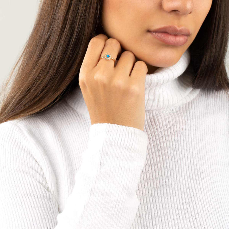 انگشتر طلا مایا فیروزه ای