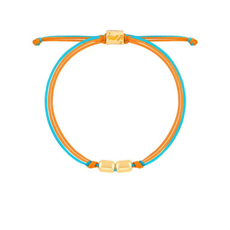 دستبند طلا بافت دو استوانه تپل