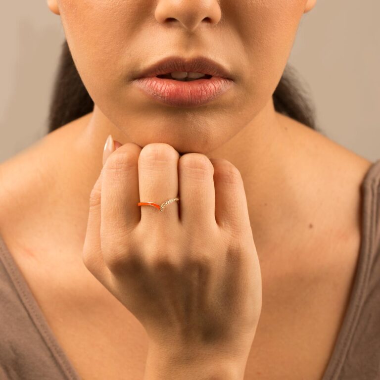 انگشتر طلا هیوا نارنجی