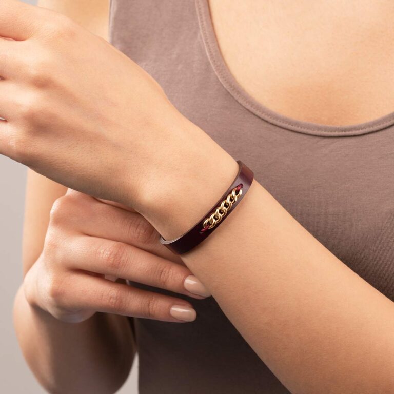 دستبند طلا چرمی آرسن