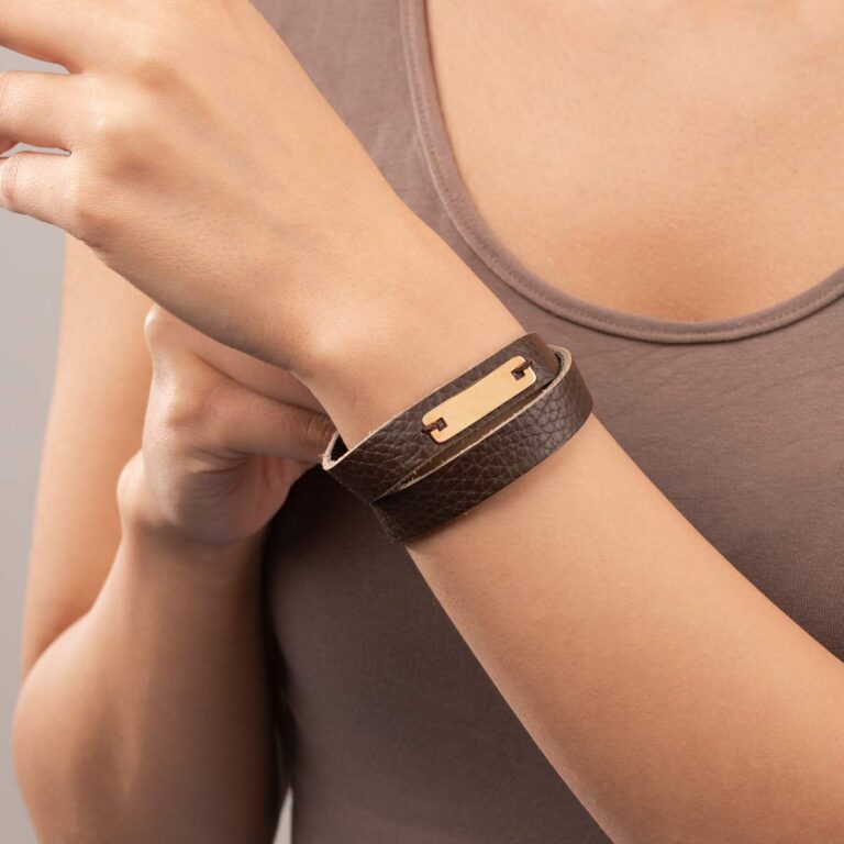 دستبند طلا چرمی تیموتی