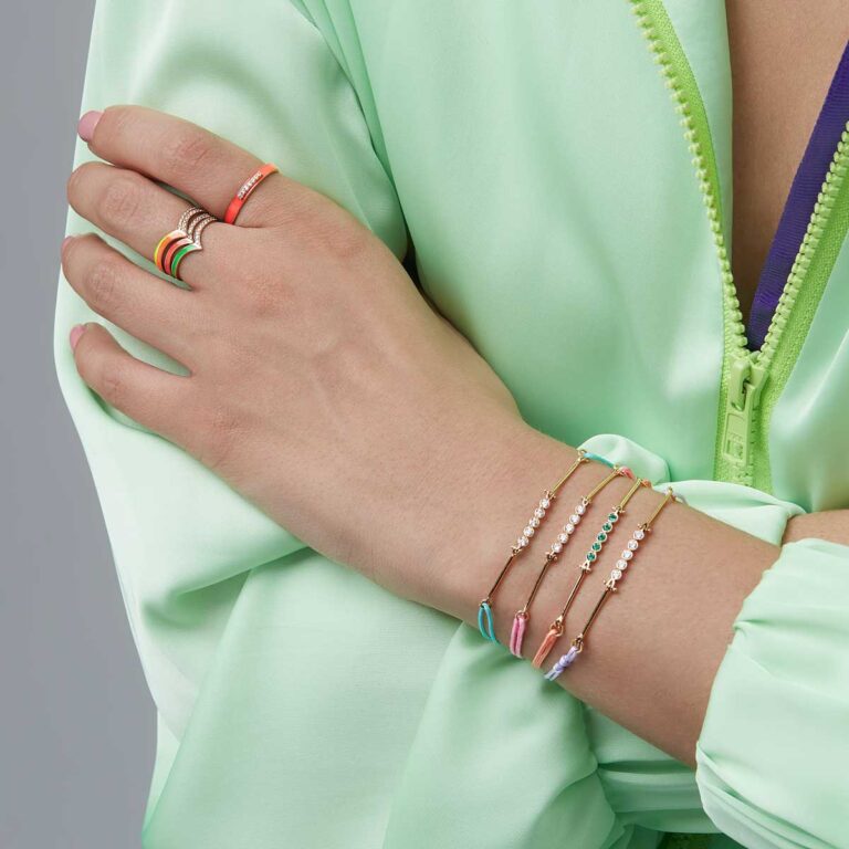 دستبند طلا بافت لوتوس نارنجی