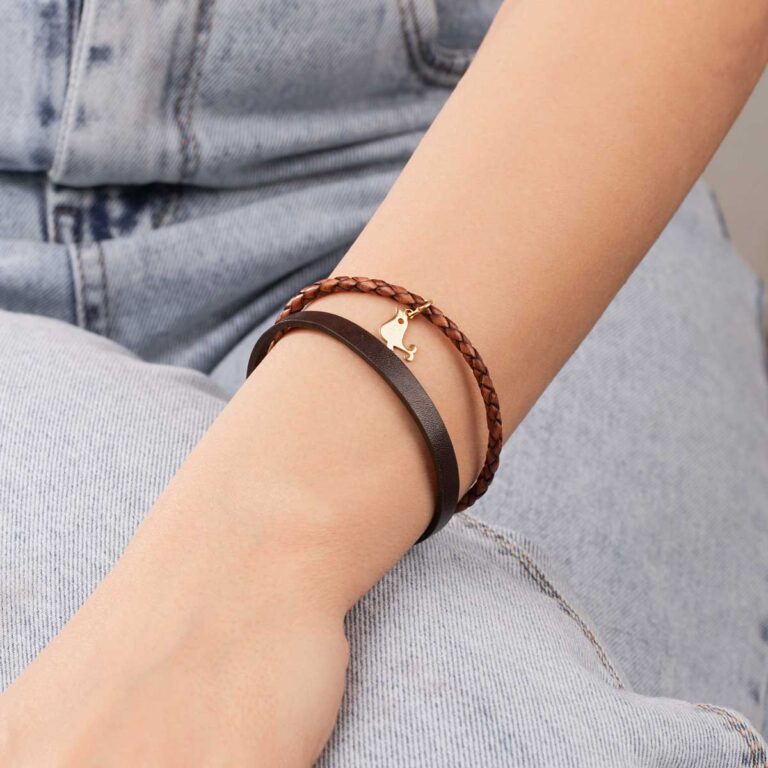 دستبند طلا چرمی شیردریایی