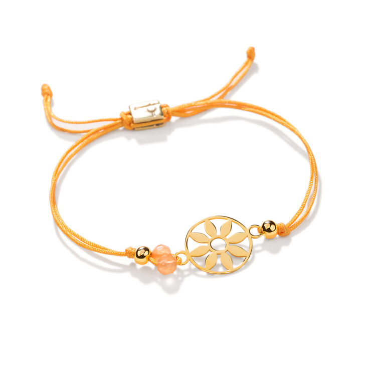 دستبند طلا بافت گل