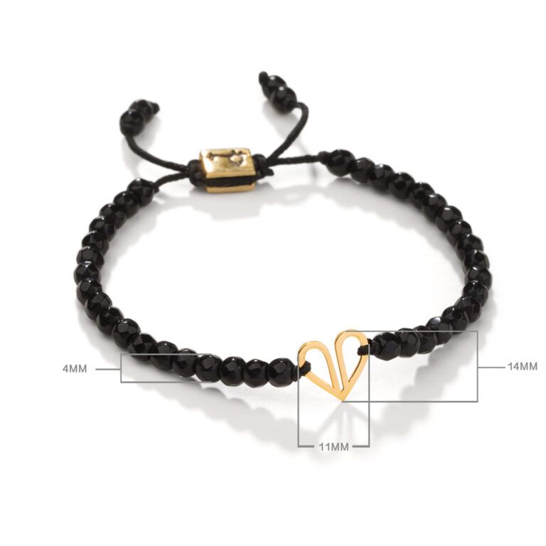 دستبند طلا سنگی قلب آوا مشکی