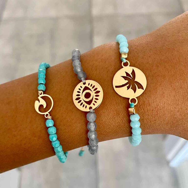 دستبند طلا سنگی موج