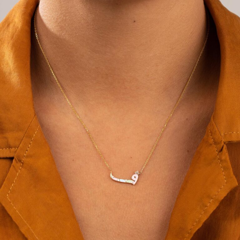 گردنبند طلا میناکاری حرف ف - تصویر 3