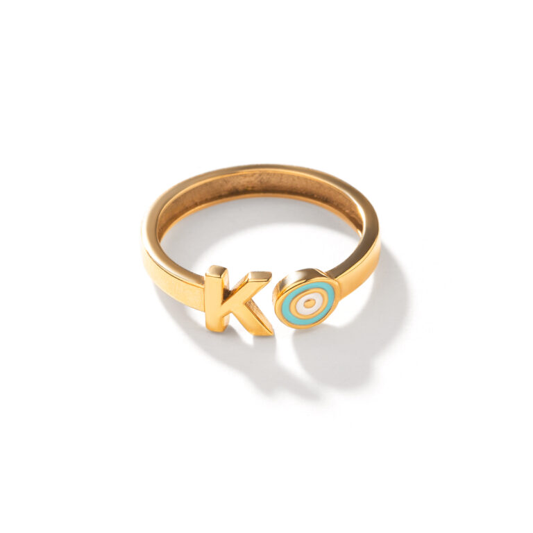 انگشتر طلا ''K'' میناکاری