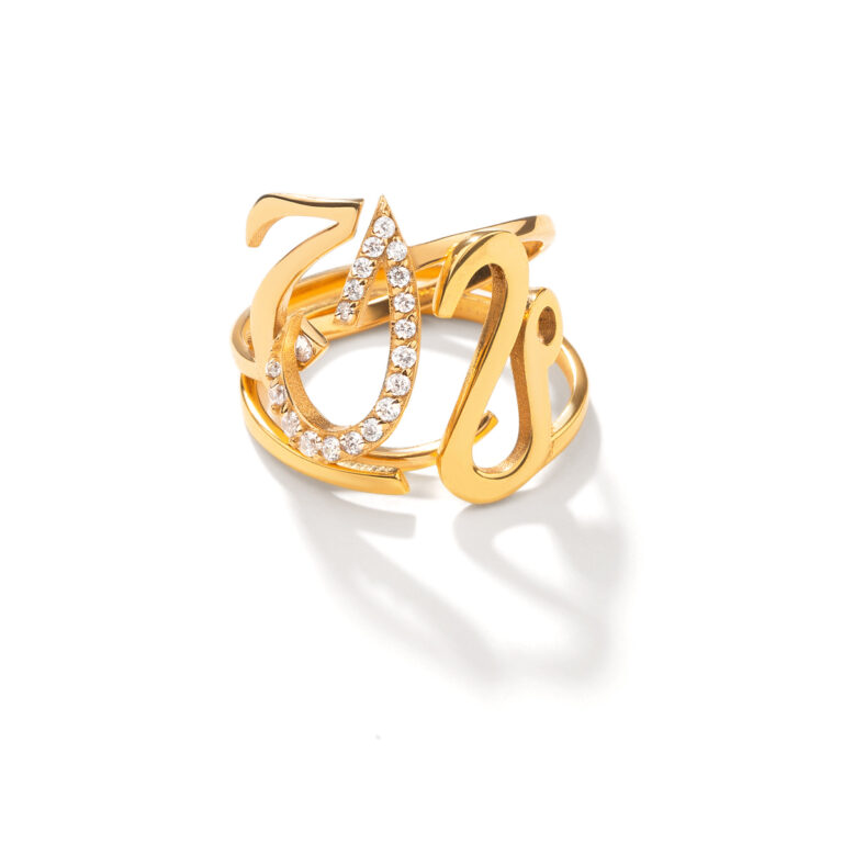 انگشتر طلا ۳ رینگ ''ل،ج'' ساین مرداد