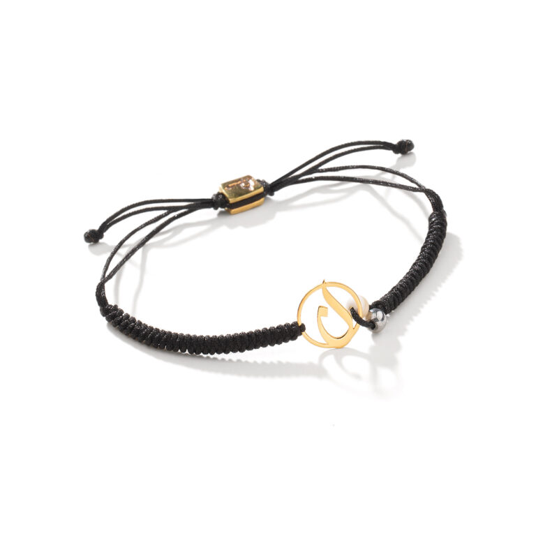 دستبند طلا بافت حرف "ن"