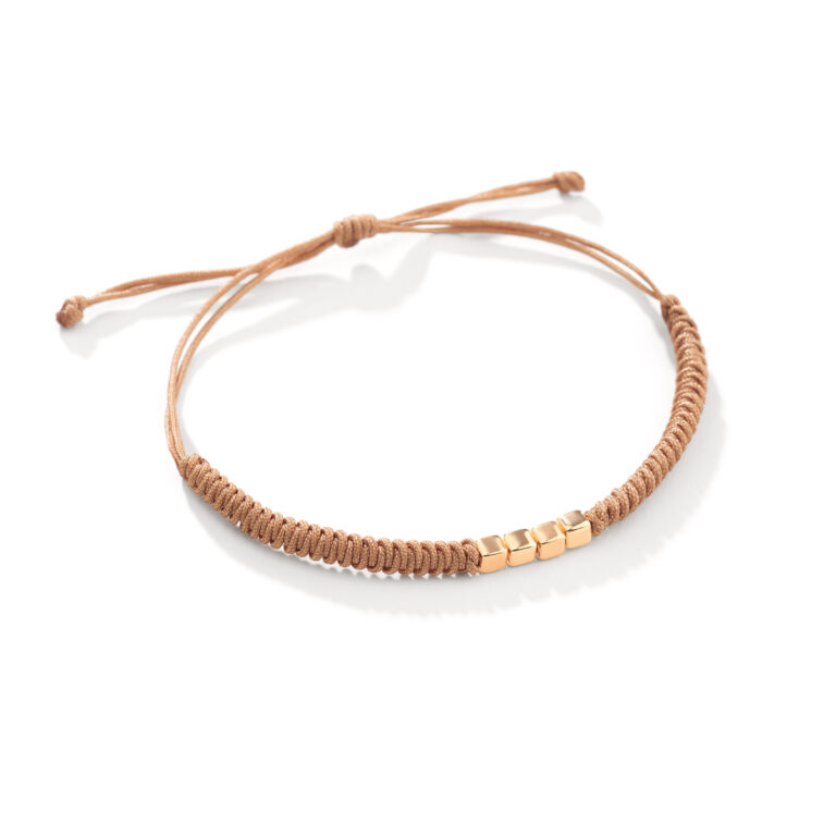 ذستبند طلا بافت مکعب کرم