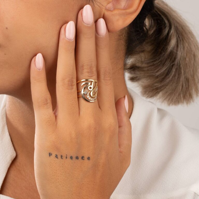 انگشتر طلا ۳ رینگ ''ل،ج'' ساین مرداد