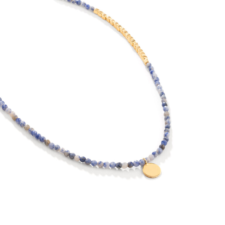 گردنبند طلا سنگی دایره و مکعب