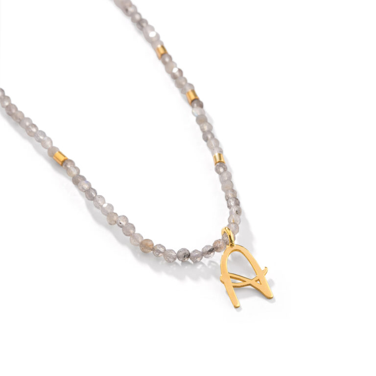 گردنبند طلا سنگی حرف A