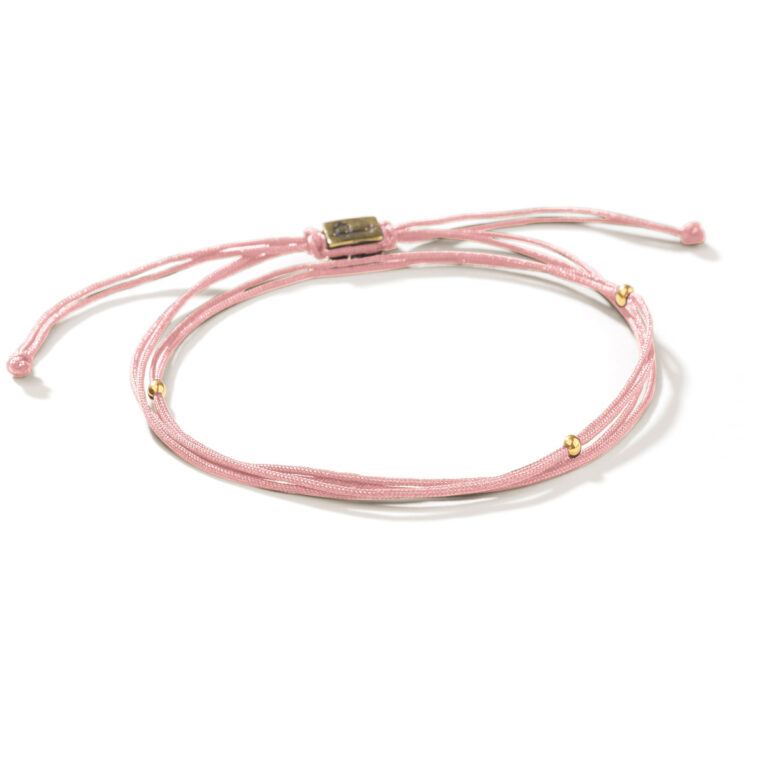 دستبند طلا گوی بافت صورتی