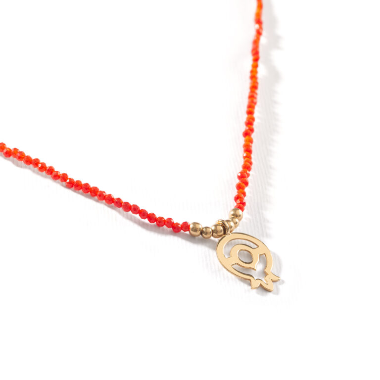 گردنبند طلا سنگی انار و شش گوی