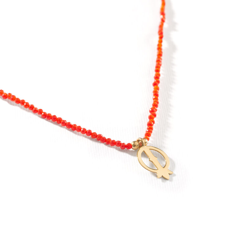 گردنبند طلا سنگی انار و دو گوی