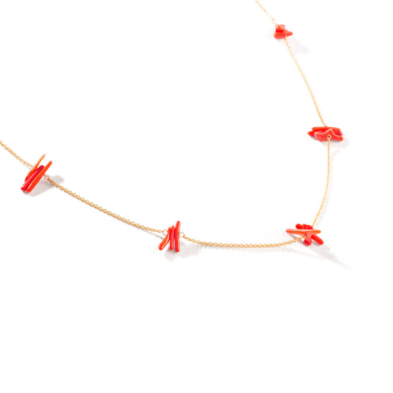 گردنبند طلا سنگ مرجان