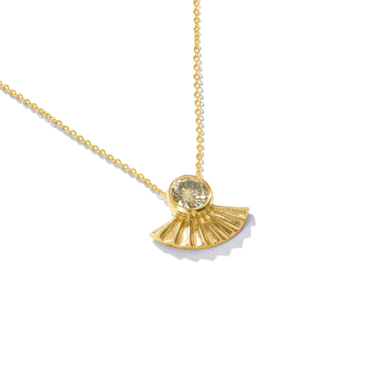 گردنبند طلا دایره موزانایت سفید