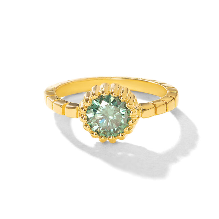 انگشتر طلا دایره موزانایت