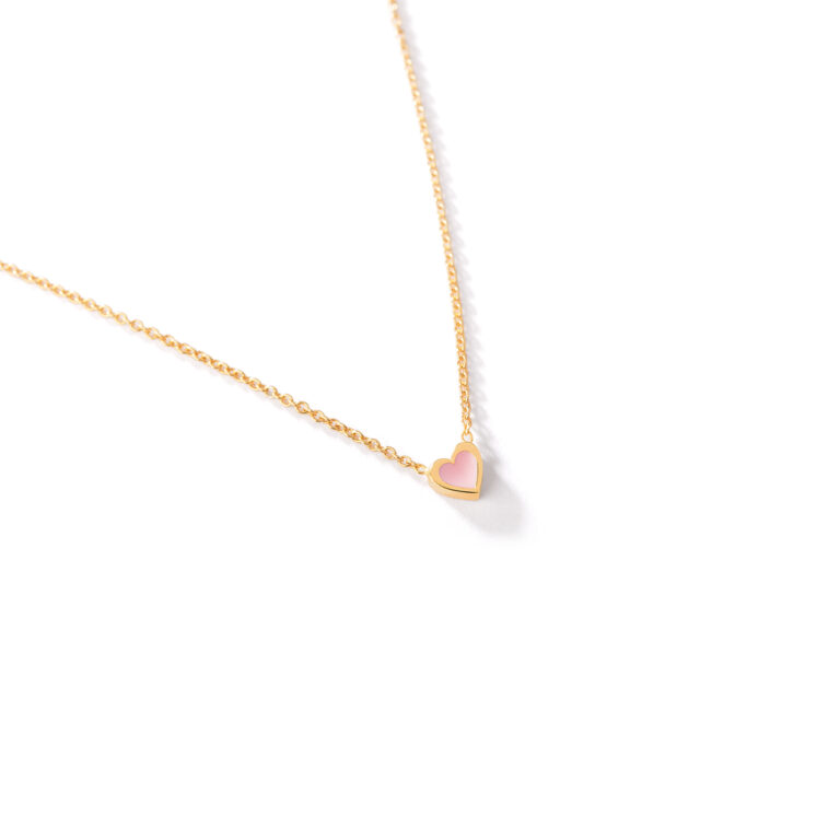 گردنبند طلا قلب صورتی