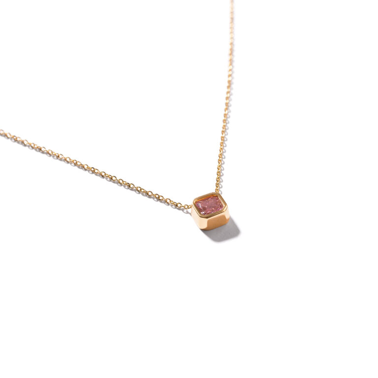 گردنبند طلا مربع صورتی