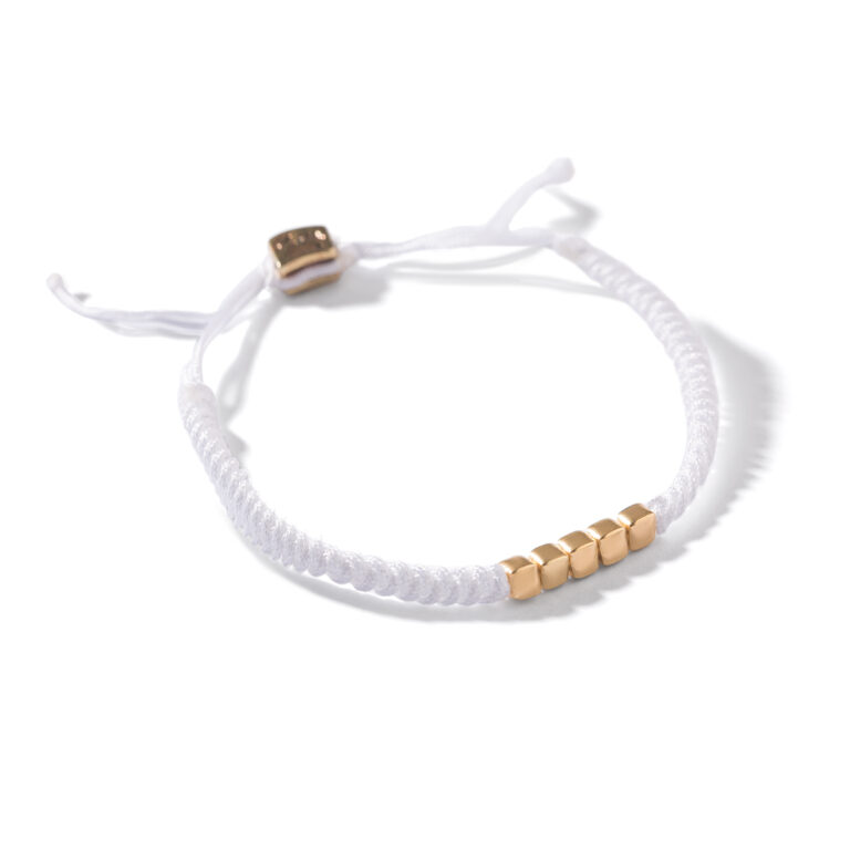 دستبند طلا بافت سفید پنج مکعب