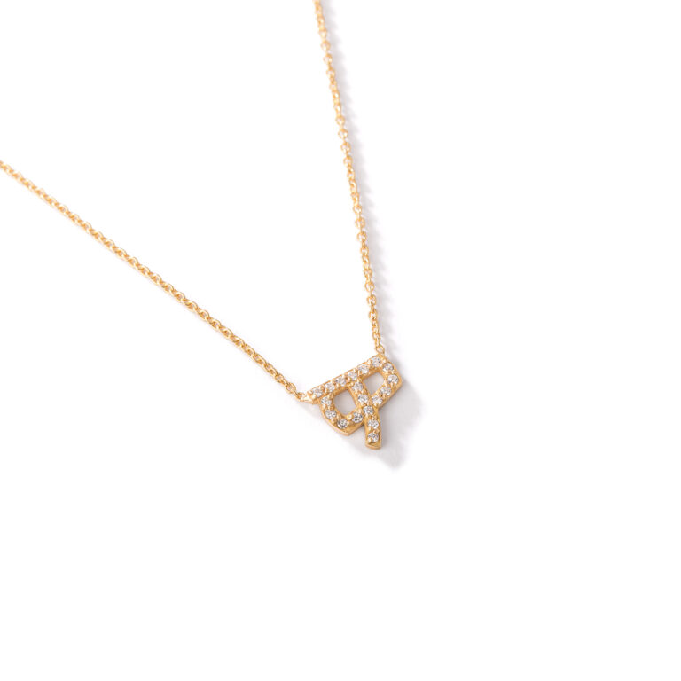 گردنبند طلا نگین دار حرف "ه"