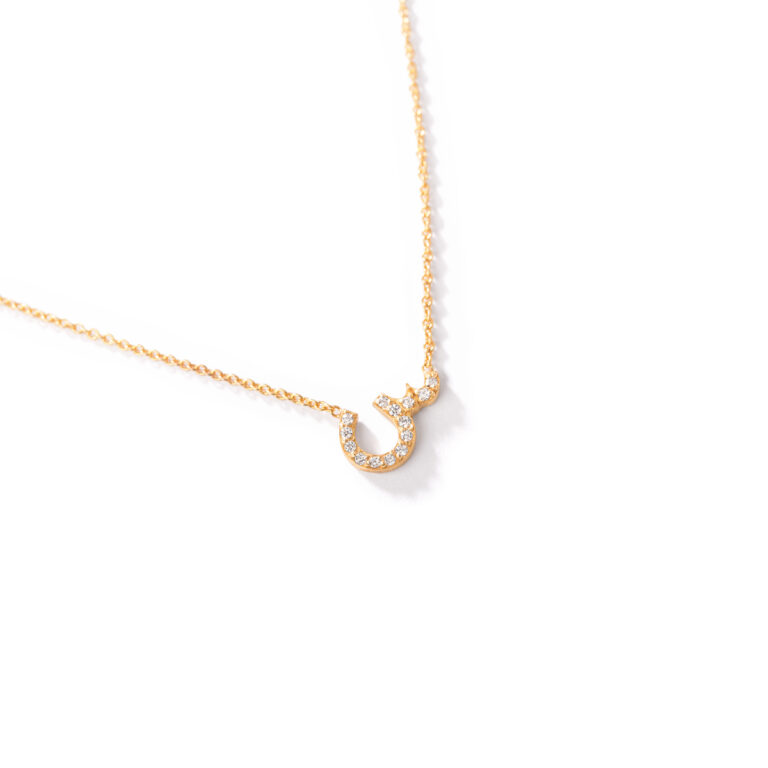 گردنبند طلا نگین دار حرف "س"