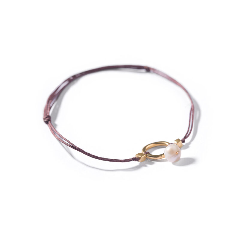 دستبند طلا بافت دایره و مروارید