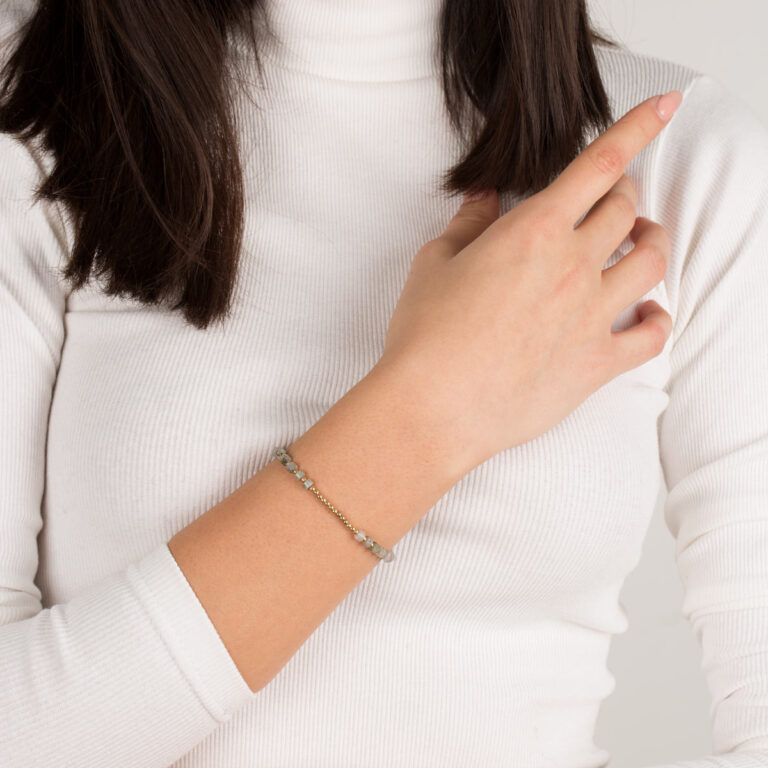 دستبند طلا سنگ و گوی سیلک - تصویر 3