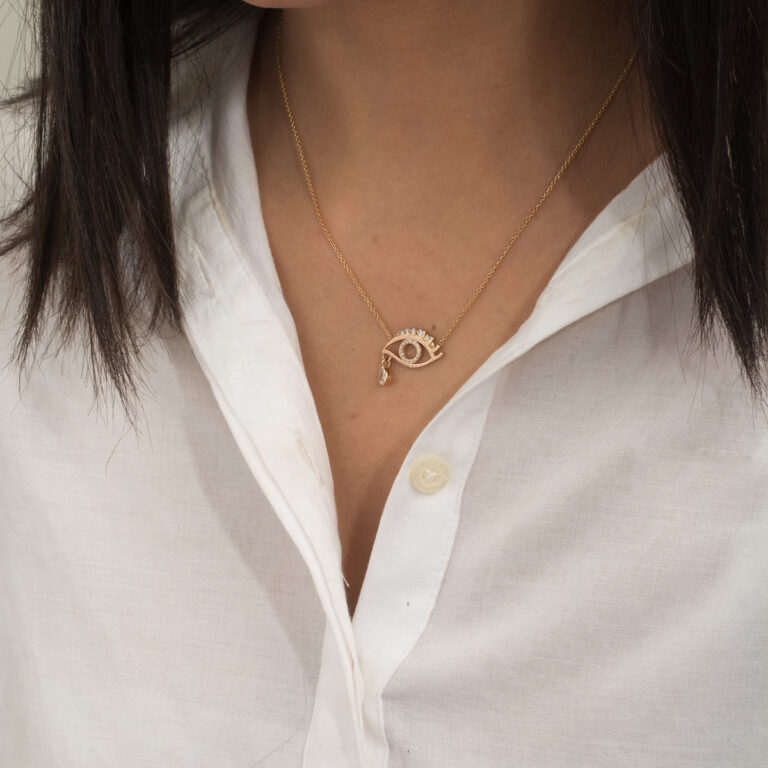 Moon tear gold necklace in