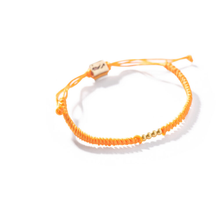 دستبند طلا بافت نارنجی 4 گوی