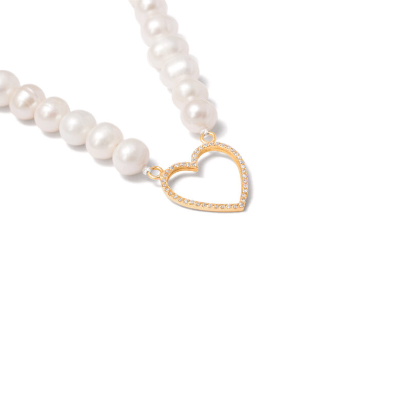 گردنبند طلا قلب و مروارید