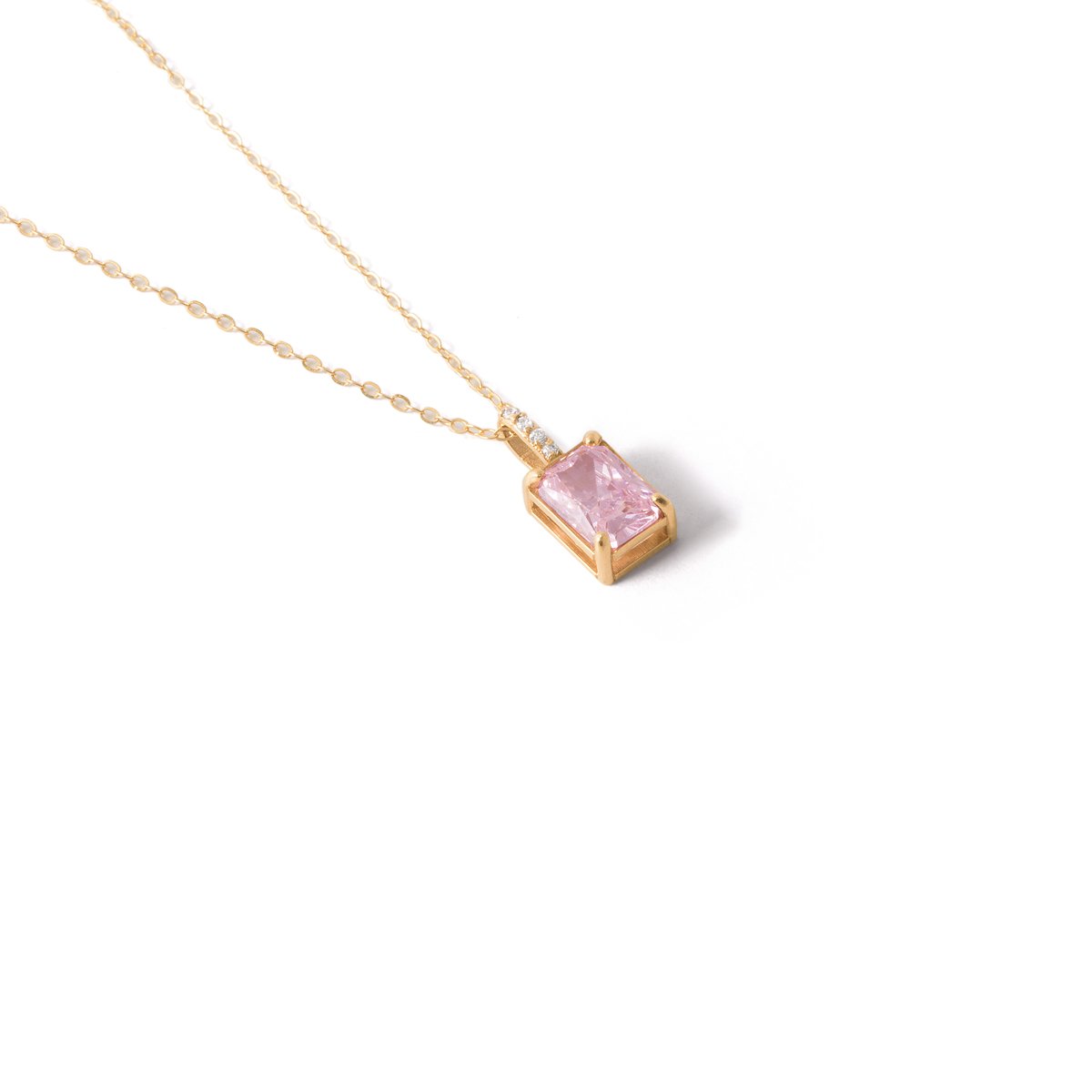 Baguette pink gold necklace G