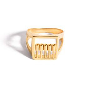 Flat abacus gold ring g