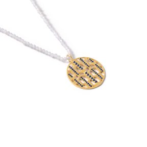 Gold ball necklace with gems g
