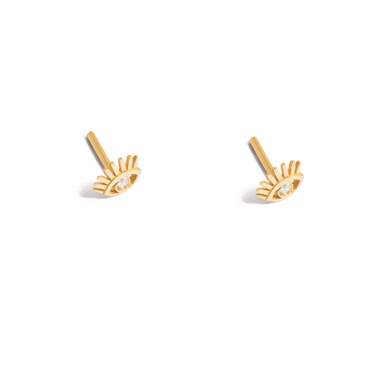 Gold earrings with a single gem g