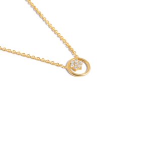 Gold necklace Jeweled flower and circle g