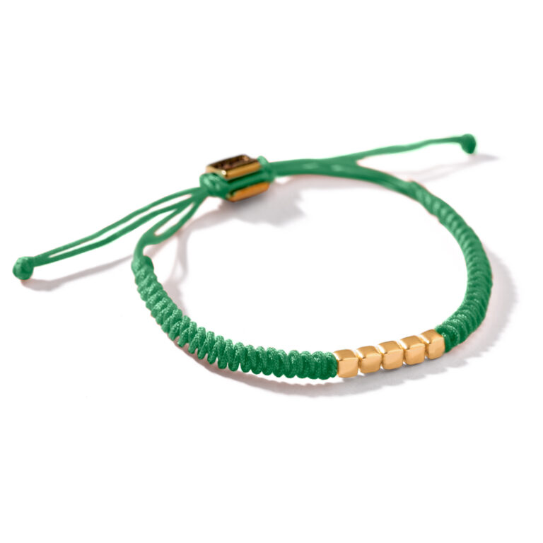 Green cube woven gold bracelet g