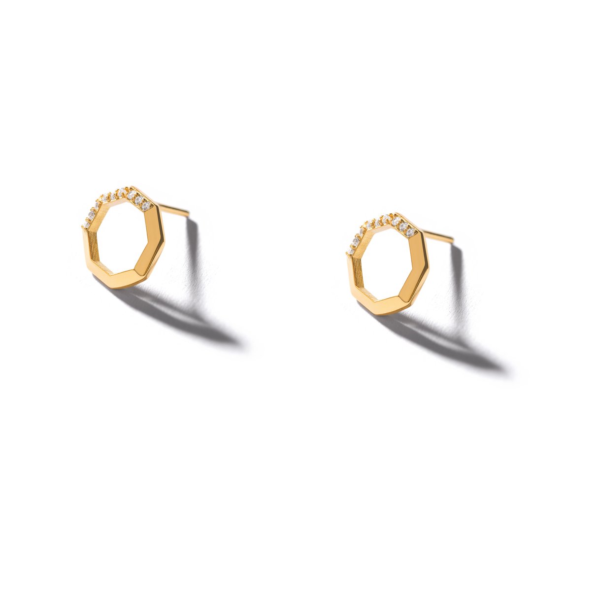 Jeweled Polygonal Gold Earrings g