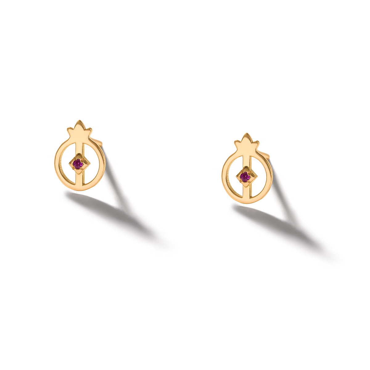Jeweled Pomegranate Gold Earrings g