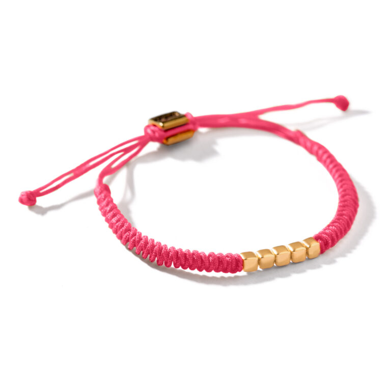 Magenta cube woven gold bracelet g